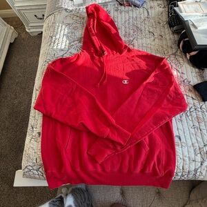 Champion Red Logo Hoodie Sweater